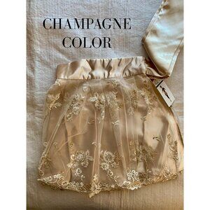 Heavenly Hostess waist apron, Champagne Embroidered Chiffon, New in Box